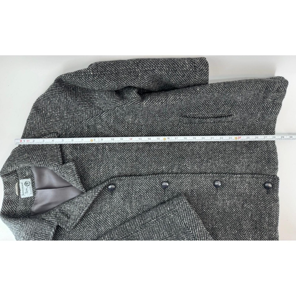 Vintage International Scene Herringbone Wool Blend Button Coat Women 7/8 Austria - Picture 10 of 14